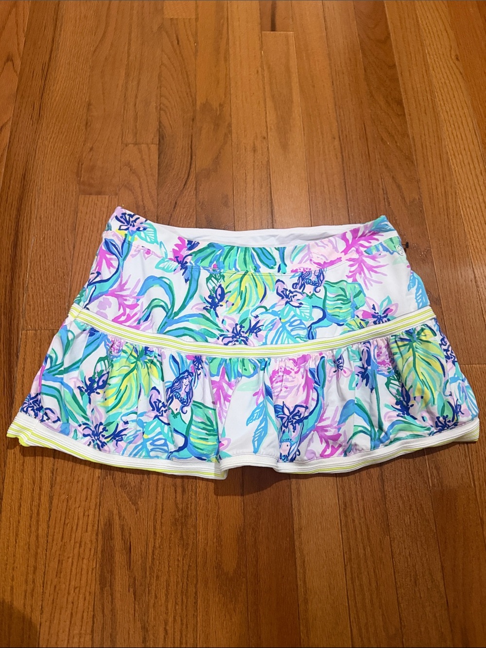 Women’s Floral Swim Skirt in White with Multicolor Print